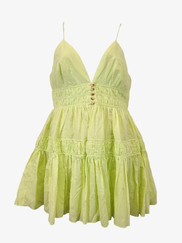 Women's Sweetheart Collar DressesAje Lime Grace Tiered Mini Dress Size 14