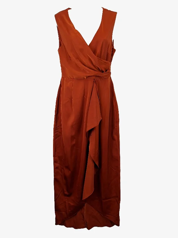 Women's Ruffled DressesChancery Rust Cailie Wrap Evening Maxi Dress Size 10