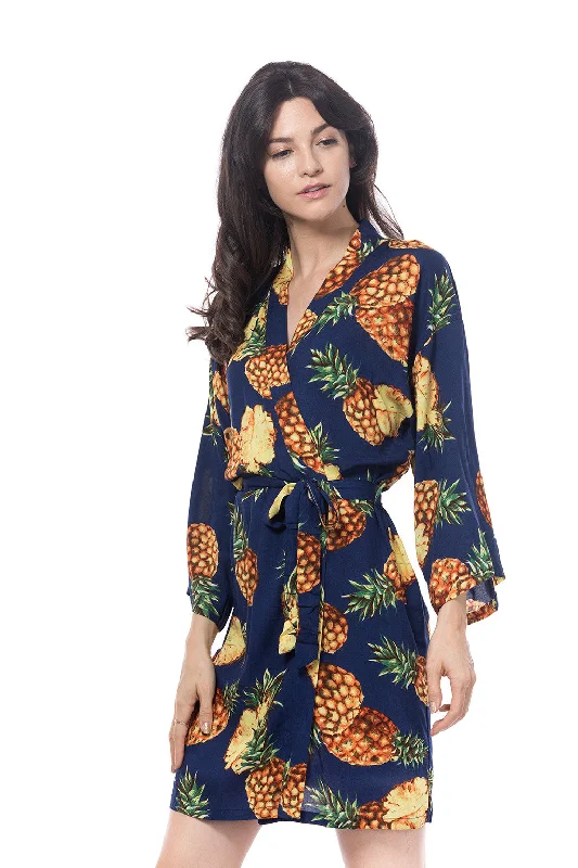 women's pajamas for those who cherish softnessNavy Blue Cotton Pina Robe