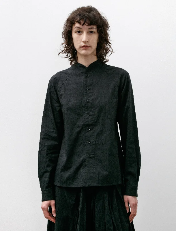 Women's Blouse with Mandarin CollarJacquard Scout Shirt Obsidian