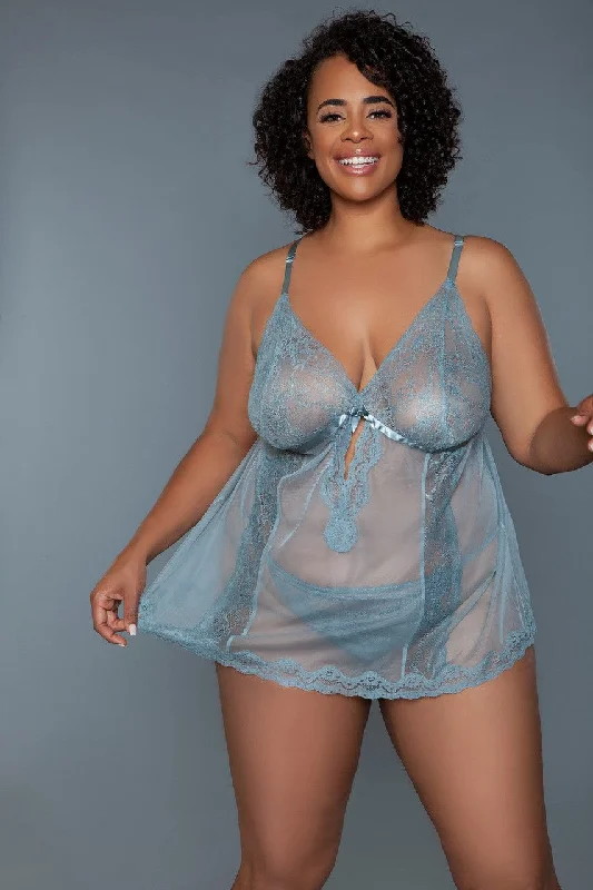 plus-size sports bra with high-impact supportGeovan Lace Cup Babydoll Grey