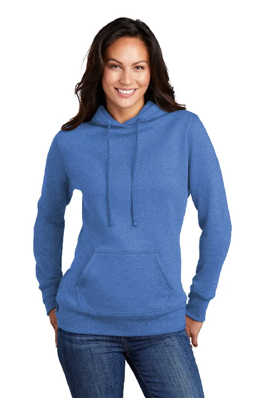 Women's Hooded Sweatshirts with Zipper ClosurePort & Company Womens Core Fleece Hooded Sweatshirt Hoodie w/ Pouch Pocket - Heather Royal Blue