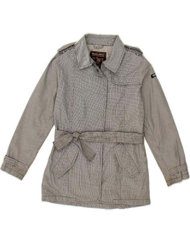 Women's Puffer CoatsWOOLRICH Womens Military Jacket US 10 Large Grey Houndstooth Polyester