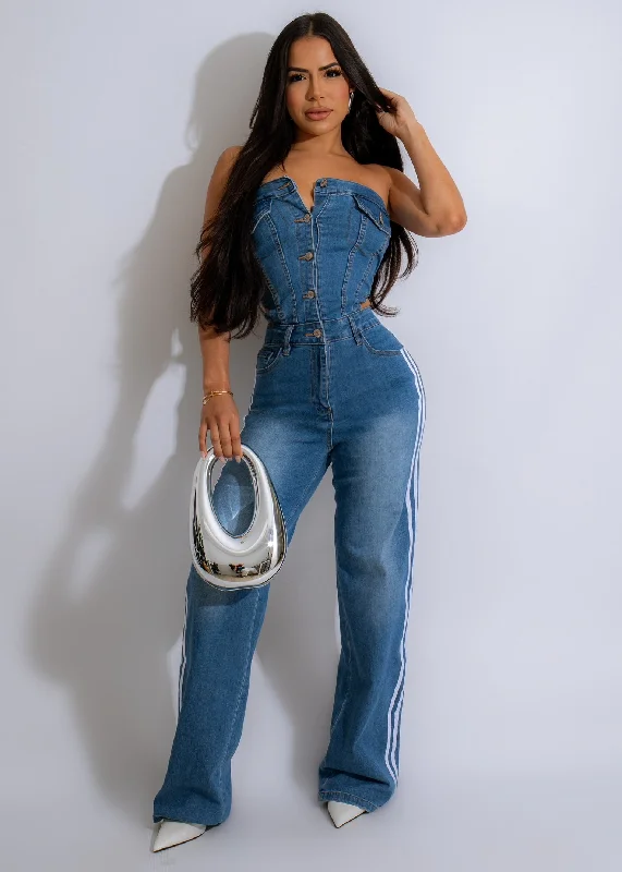 Women's Jumpsuits with Cropped LengthFashion Chic Jumpsuit Denim