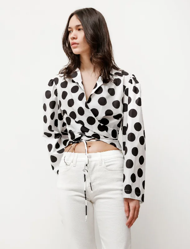 Women's Short-Sleeve BlouseTrumpet Blouse Polka Dot