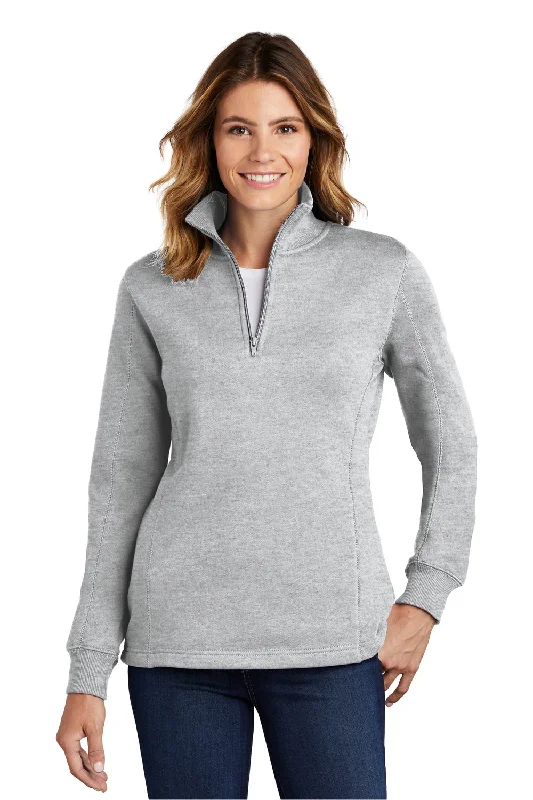 Women's Hooded Sweatshirts with Knit LiningSport-Tek Womens Shrink Resistant Fleece 1/4 Zip Sweatshirt - Heather Grey