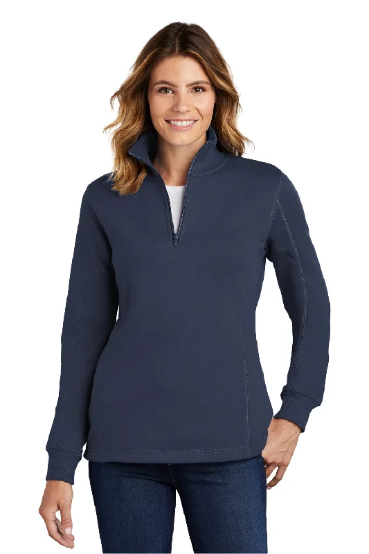 Women's Hooded Sweatshirts with Camouflage LiningSport-Tek Womens Shrink Resistant Fleece 1/4 Zip Sweatshirt - True Navy Blue