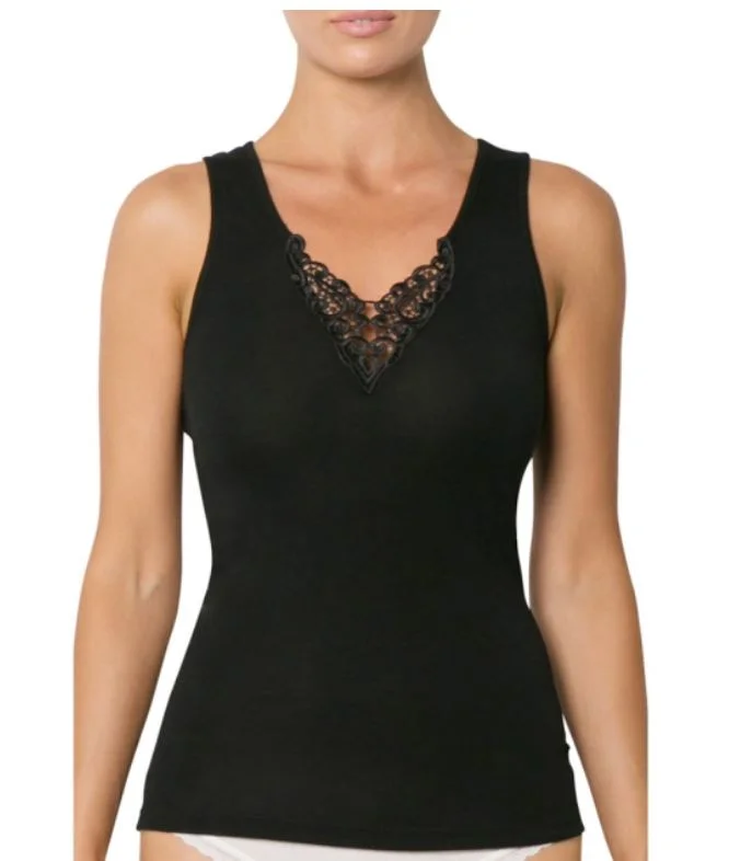 convertible halter braBASELAYERS - MERINO WOOL VEST WITH LACE MOTIF