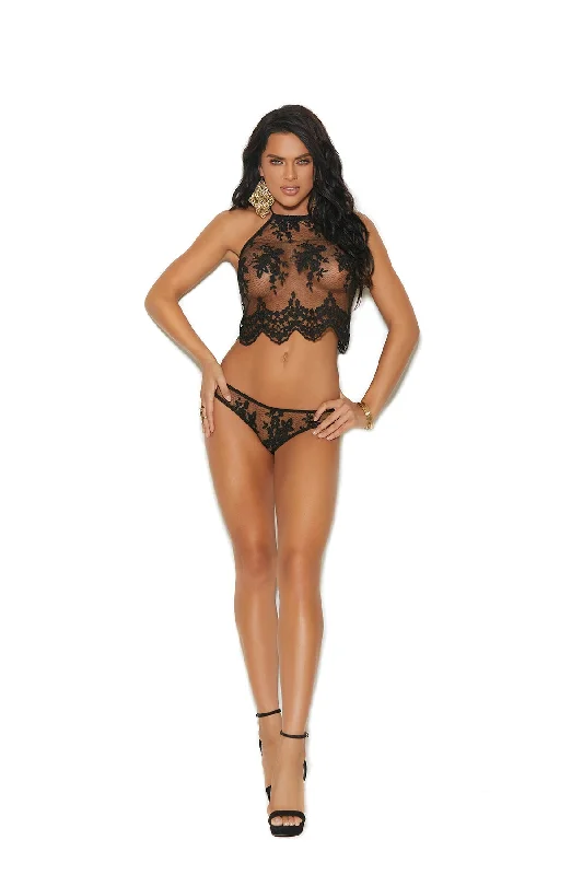 wireless lace bra with adjustable straps for versatilityHalter Embroidery Charm Mesh Duo