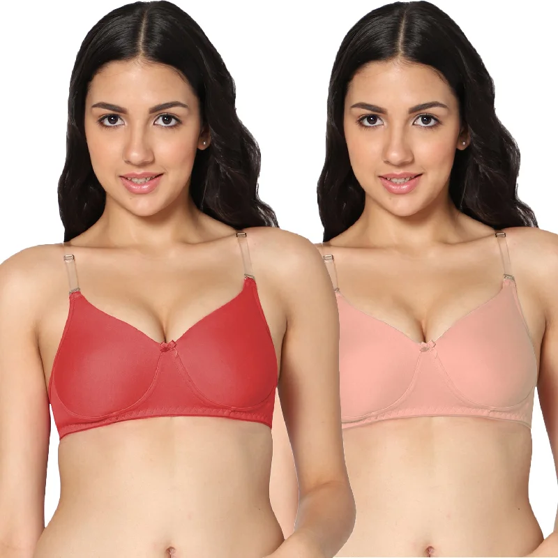 plus-size underwire bra with padded cupsT-shirt Medium Coverage Tomato and Peach Color Padded Bra (Pack of 2)