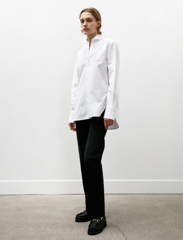 Women's Blouse with ShirringTuxedo Shirt White