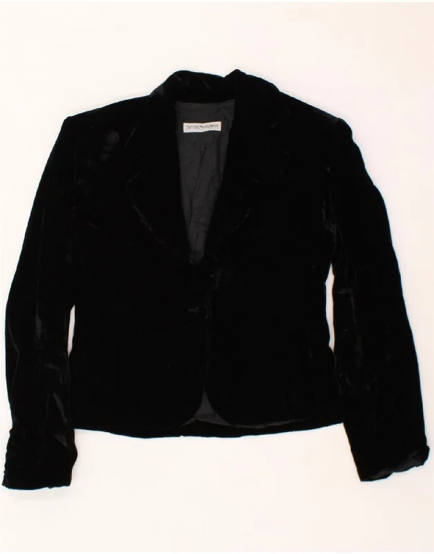 Women's Coats with Fur Trimmed CollarEMPORIO ARMANI Womens 1 Button Blazer Jacket IT 44 Medium Black Viscose