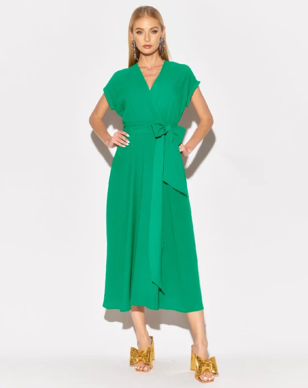 Women's Keyhole-Neck DressesJasmine Midi Dress - Emerald