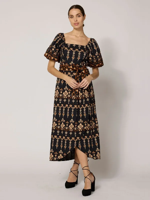 Women's Collarless DressesLucia Midi Dress in La Vie Print