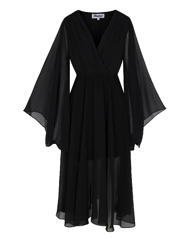 Women's Boat-Neck DressesSunset Midi Dress - Black