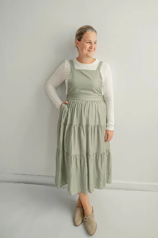 Women's Asymmetrical DressesCamden Midi Jumper Dress in Fresh Thyme - FINAL SALE