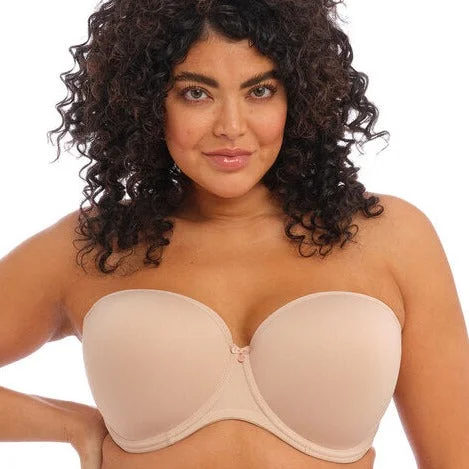 plus-size sports bra with mesh ventilationELOMI SMOOTH UW MOULDED STRAPLESS BRA SAHARA