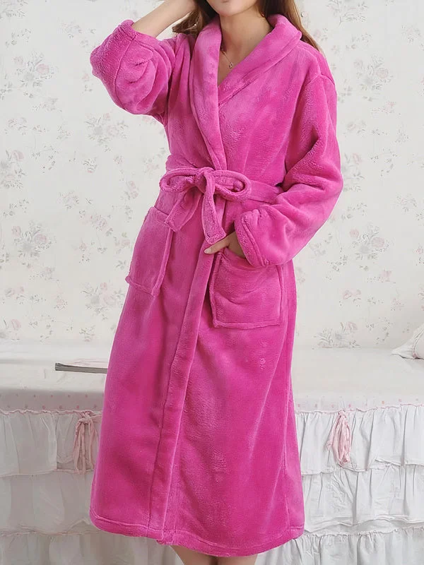 women's pajamas with adjustable strapsRobe de Chambre Longue Polaire Femme "Rose Foncé"