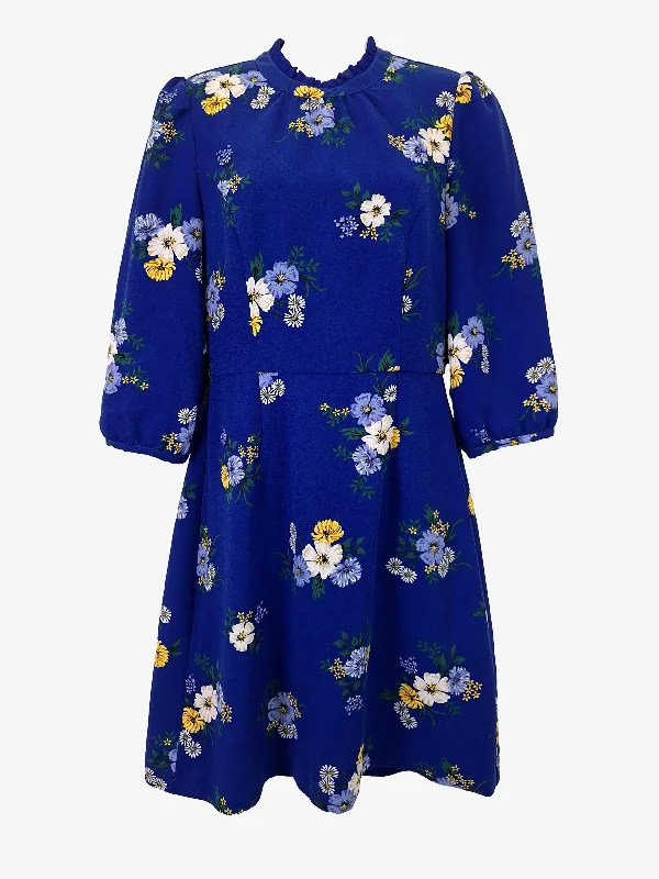 Women's U-Shaped Collar DressesReview Chic Cobalt Floral Mini Dress Size 8