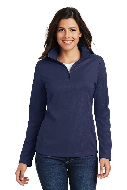 Women's Hooded Sweatshirts with Tweed LiningPort Authority Womens Moisture Wicking 1/4 Zip Sweatshirt - True Navy Blue