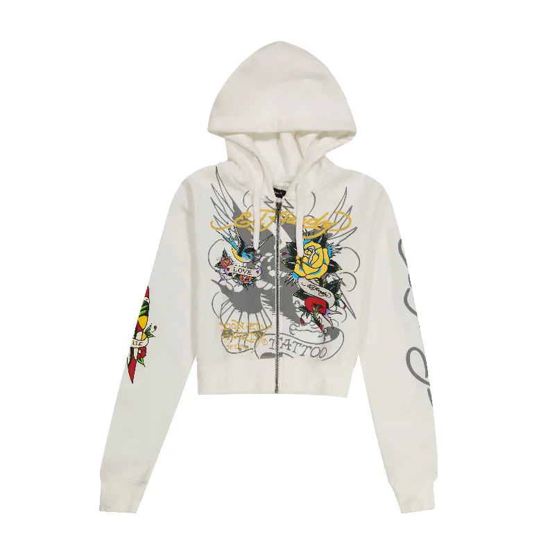 Women's Hooded Sweatshirts with Kangaroo PocketsBrave Eagle Cropped Hoodie