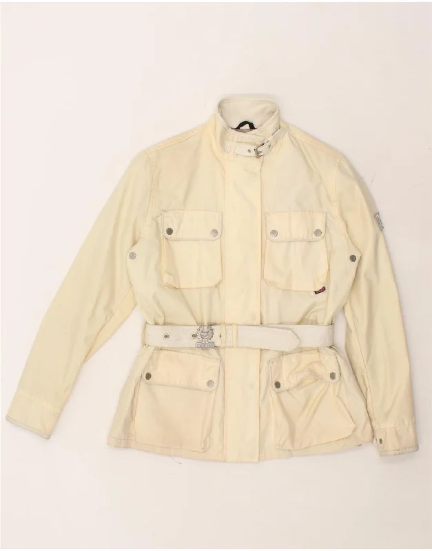 Women's Coats with Fur Trimmed ZipperBELSTAFF Womens Utility Jacket EU 42 Large Off White Nylon