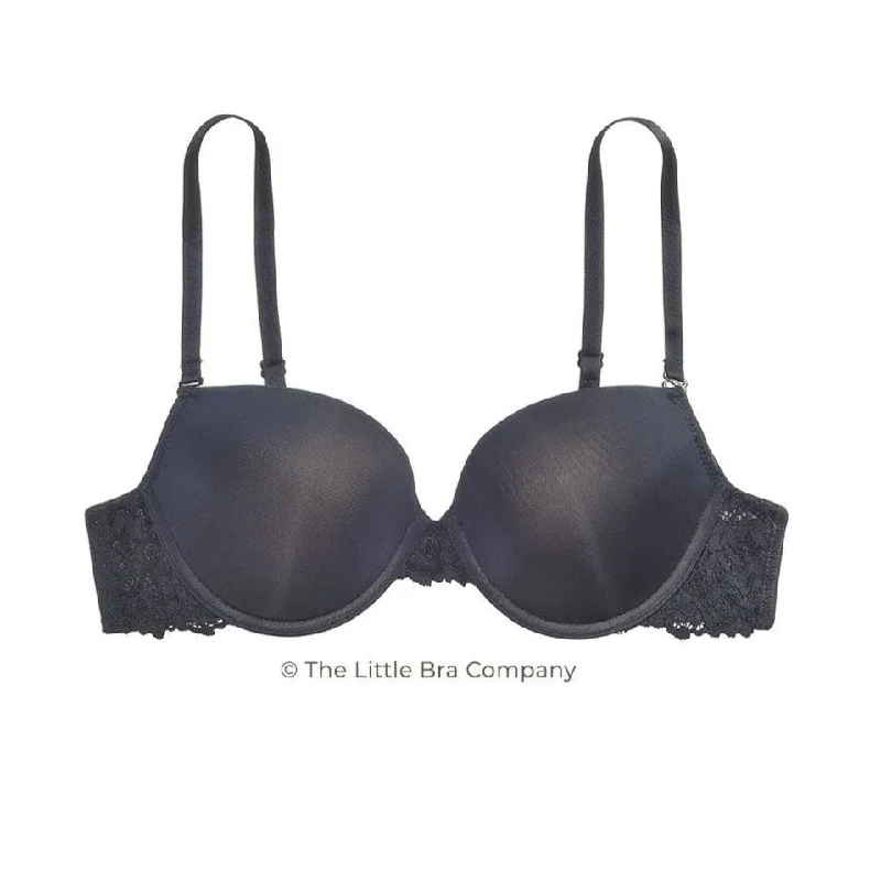 plus-size demi-cup bra with lace overlayTHE LITTLE BRA COMPANY GRACE BLACK