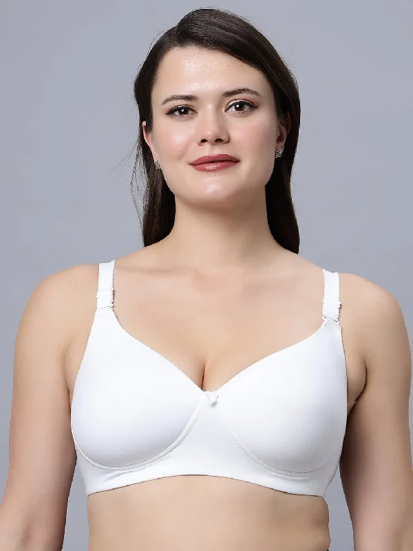 wireless bra with stretch lace for flexibilityPadded Medium Coverage White Color T-shirt Bra (Pack of 1)