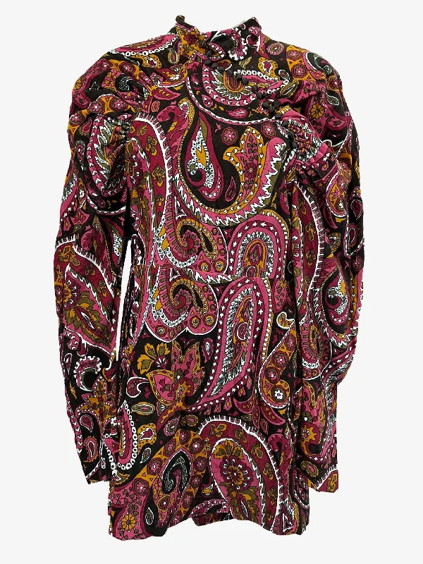 Women's Narrow-Neck DressesRotate by Birger Christensen Funky Paisley Velvet Mini Dress Size 14