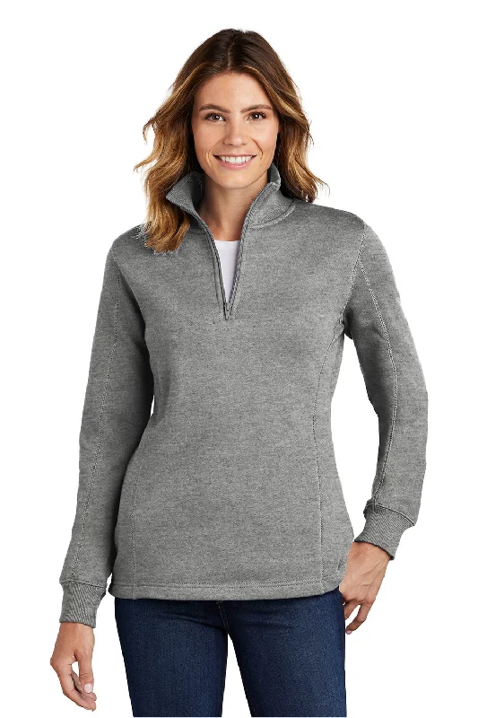 Women's Hoodie JacketsSport-Tek Womens Shrink Resistant Fleece 1/4 Zip Sweatshirt - Heather Vintage Grey