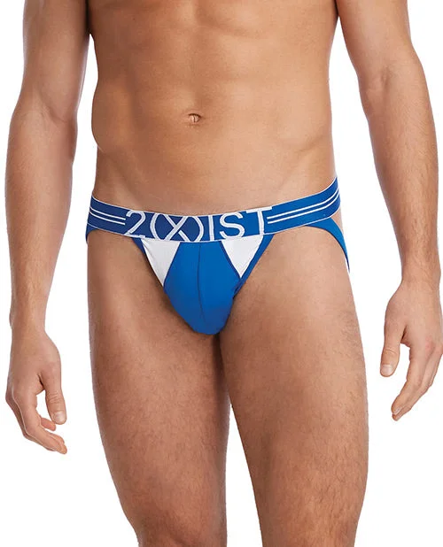 wire-free contour bra2xist Sport Mesh Jock Strap Blue-white Xl