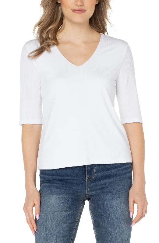 Women's Jodhpurs with Mid WaistDOUBLE LAYER V-NECK RIB KNIT TOP