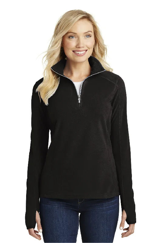 Women's Hooded Sweatshirts with Polka Dot LiningPort Authority Womens Pill Resistant Microfleece 1/4 Zip Sweatshirt - Black