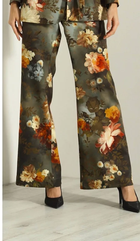 Women's Jodhpurs with Low WaistFloral Pants In Green