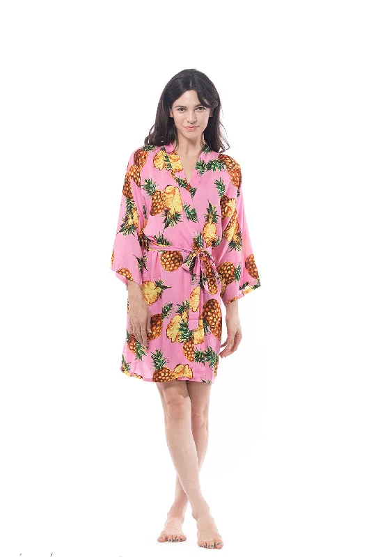 women's pajamas with a touch of luxuryPink Cotton Pina Robe