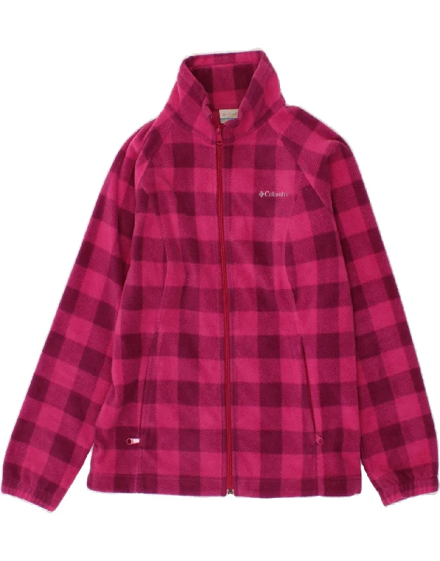 Women's Coats with SleevesCOLUMBIA Womens Fleece Jacket UK 14 Medium Pink Gingham Polyester