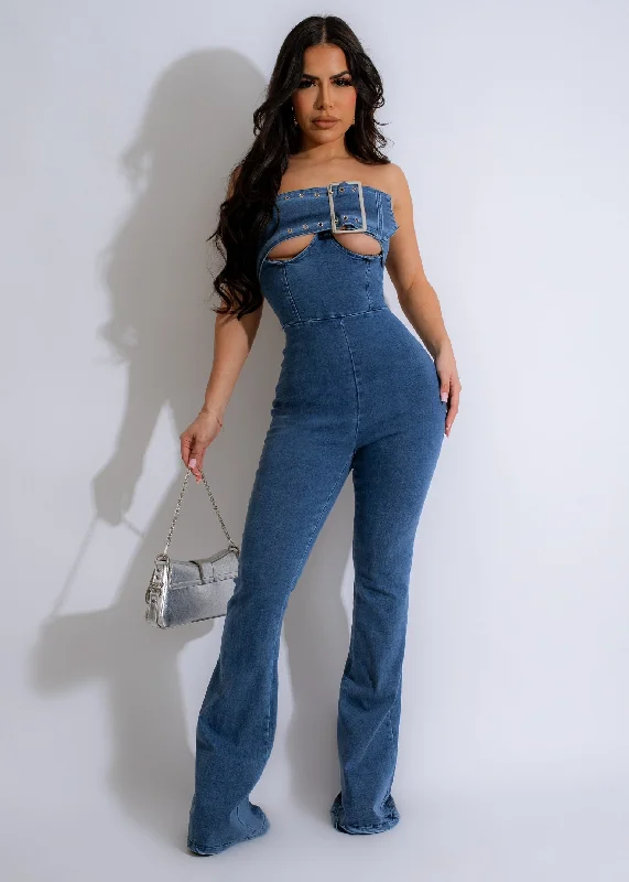 Women's Jumpsuits with High WaistSoiree Stiletto Denim Jumpsuit