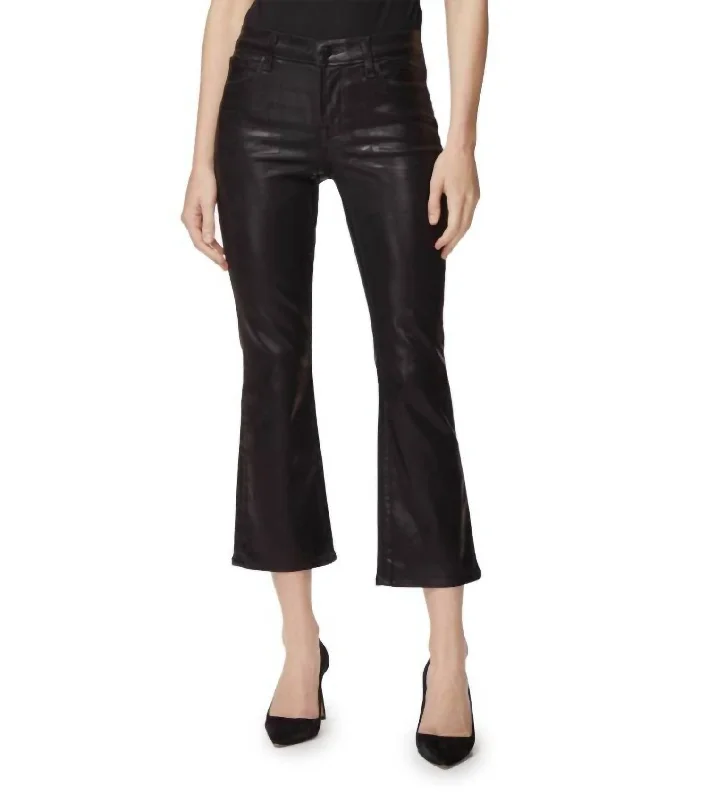 Women's Capri PantsSelena Coated Mid Rise Crop Bootcut Flare Jeans In Galactic Black