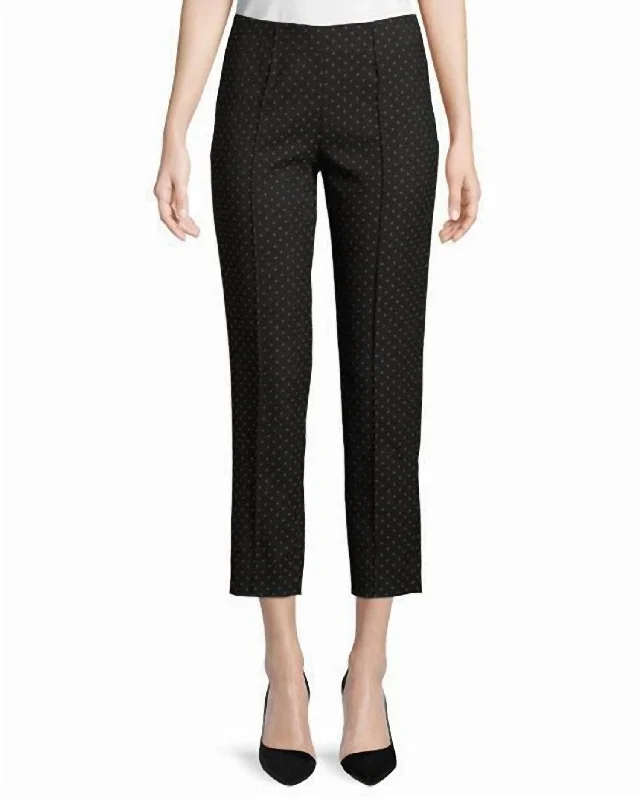 Women's Jodhpurs with Square CollarHonia Dots Straight Leg Ankle Crop Pant In Black