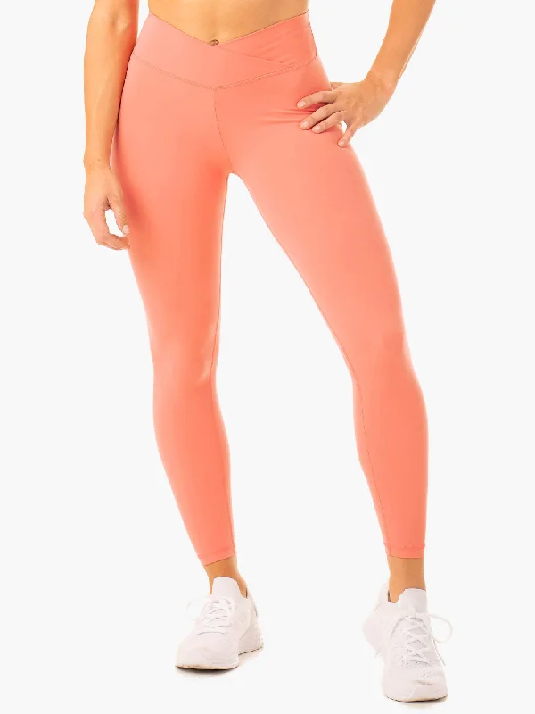 Serene Cross Over Scrunch Leggings - Rose Pink