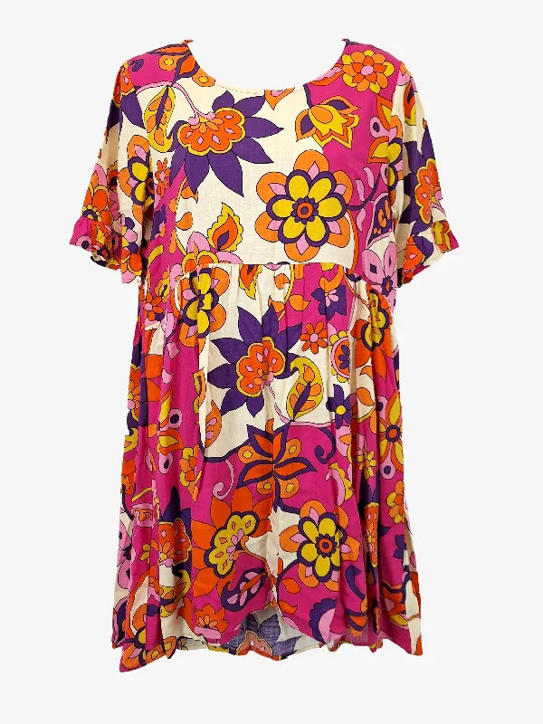 Women's U-Shaped Collar DressesMister Zimi Flower Power Shirt Mini Dress Size 8