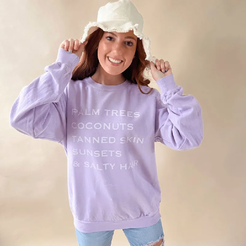 Women's Hooded Sweatshirts with Kangaroo PocketsSalty Hair Orchid Crewneck