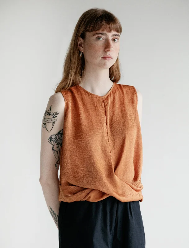 Women's Blouse with FlouncesKnot Tank Burnt Orange