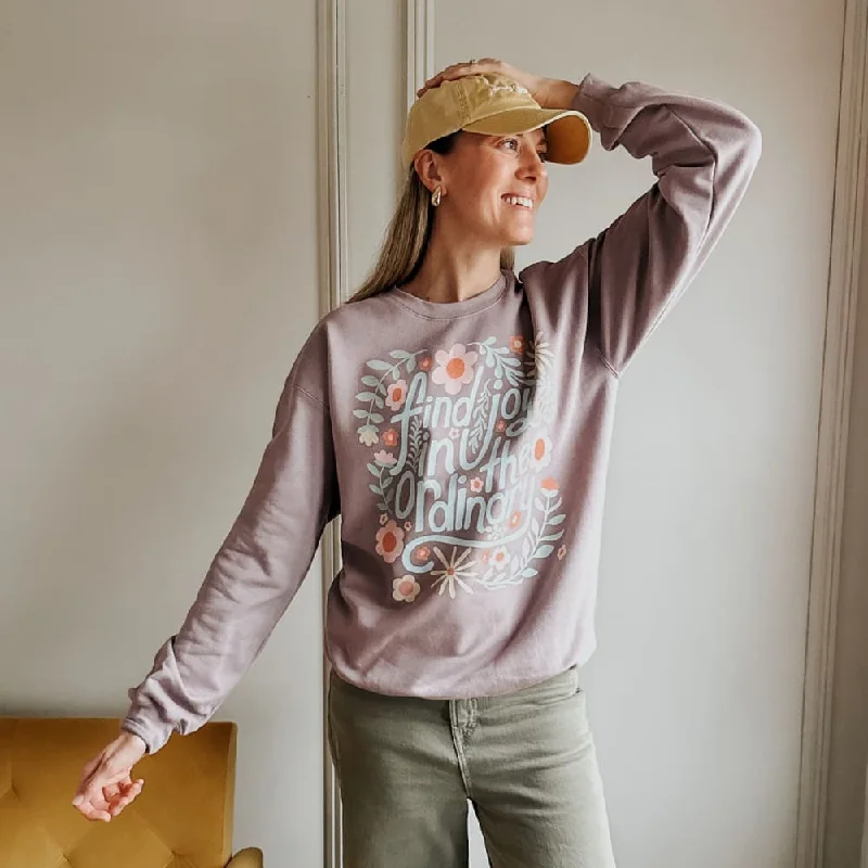 Women's Hooded Sweatshirts with Chevron LiningJoy In The Ordinary Crewneck