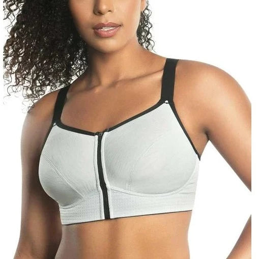 wireless lace bra with adjustable straps for versatilityPARFAIT WAVE FRONT ZIPPER SPORTS BRA SILVER