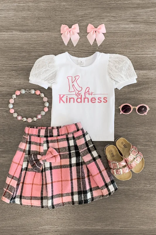 Women's Pencil Skirts"K Is For Kindness" Pink Flannel Skirt Set