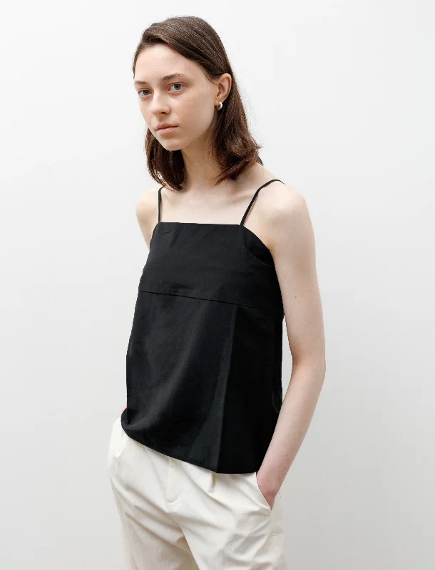 Women's Blouse with Boat CollarStrap Top Black