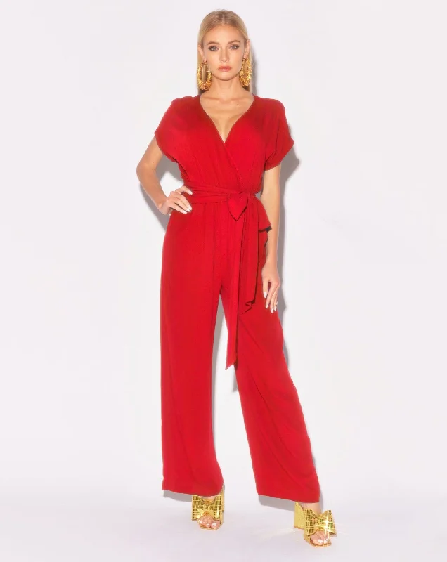 Women's Jumpsuits with Rounded HemWonderland Jumpsuit - Cherry