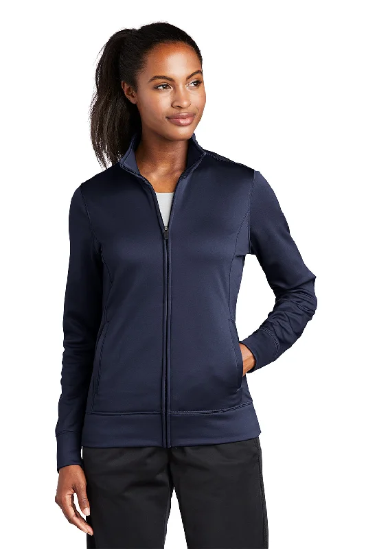 Women's Hooded Sweatshirts with ZipperSport-Tek Womens Sport-Wick Moisture Wicking Fleece Full Zip Sweatshirt w/ Pockets - Navy Blue