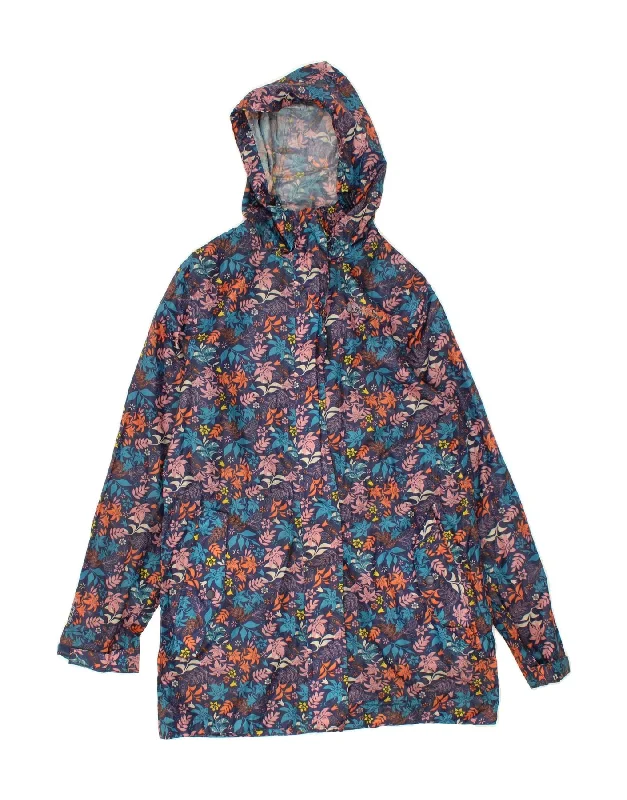 Women's Coats with Fur Trimmed ButtonsMOUNTAIN WAREHOUSE Womens Hooded Raincoat UK 12 Medium Blue Floral